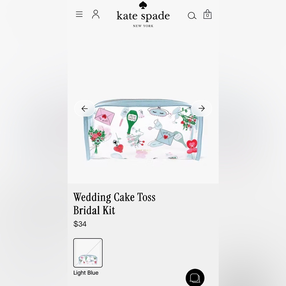 Kate Spade Wedding Cake Toss Bridal Kit Cosmetic Bag Blue - Picture 5 of 5